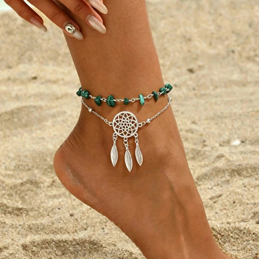 Dreamcatcher Leaf Tassel Anklet