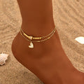 Steel Heart Charm Layered Anklet
