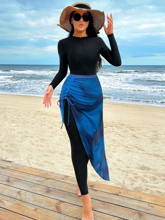 Burkini swimsuit Jumpsuit with skirt (2pcs)