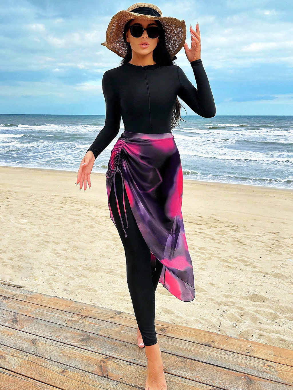 Burkini swimsuit Jumpsuit with skirt (2pcs)
