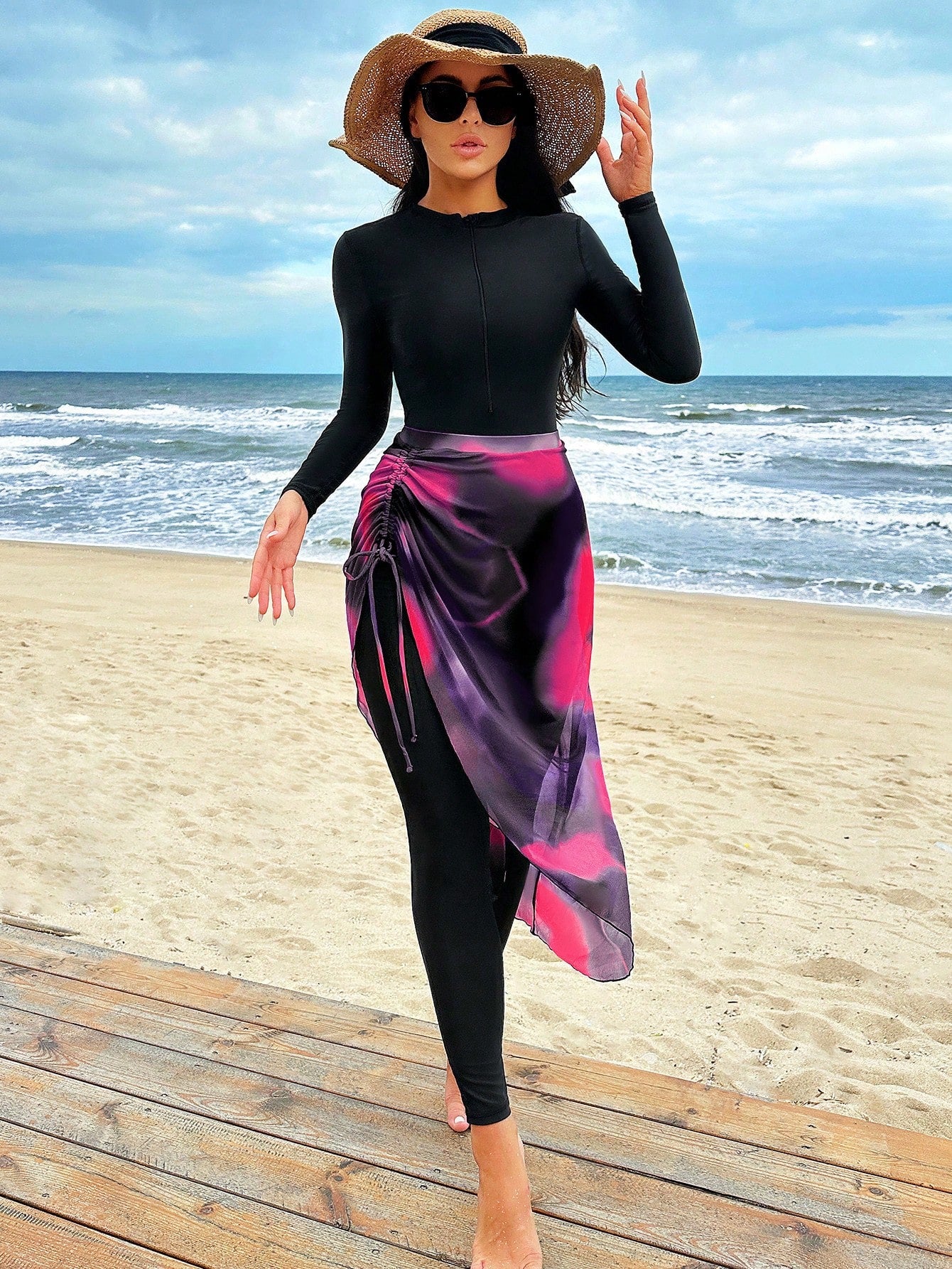 Burkini swimsuit Jumpsuit with skirt (2pcs)