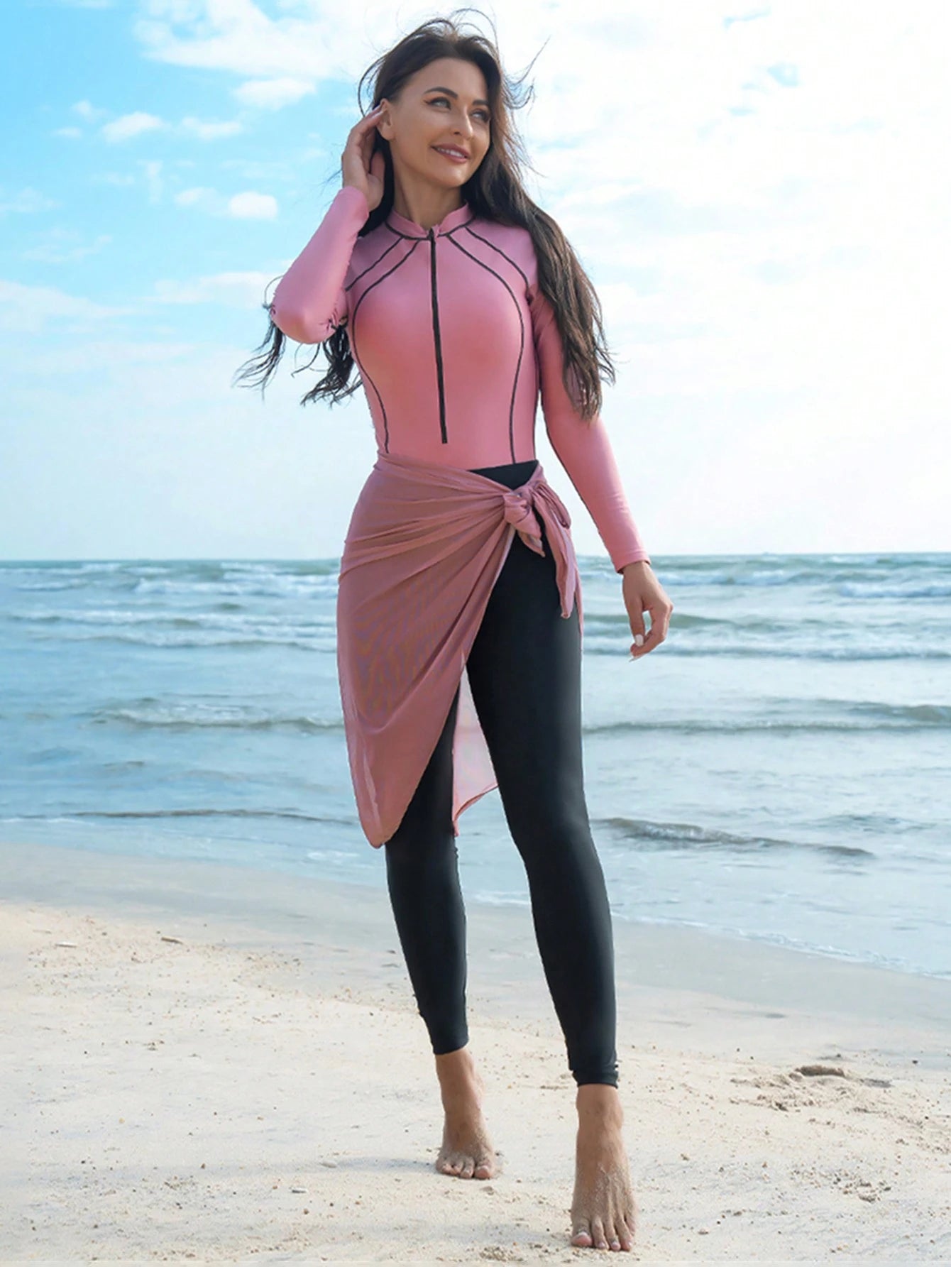 Burkini swimsuit top/pants with scarf (3pcs)