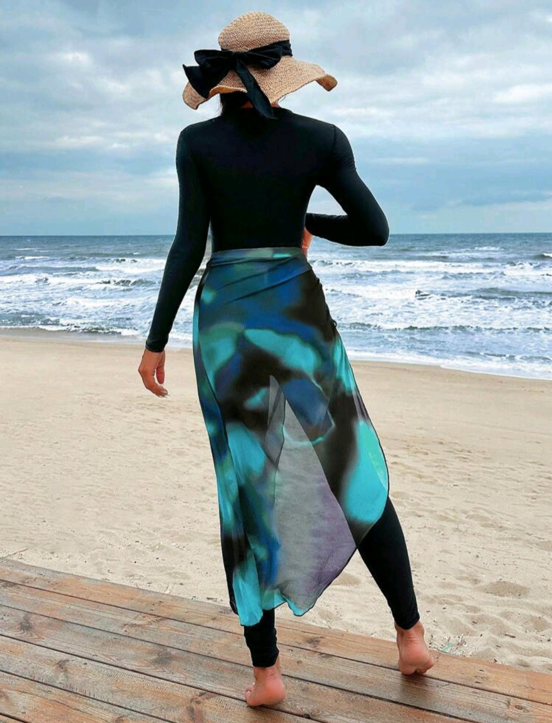 Burkini swimsuit jumpsuit with skirt (2pcs)