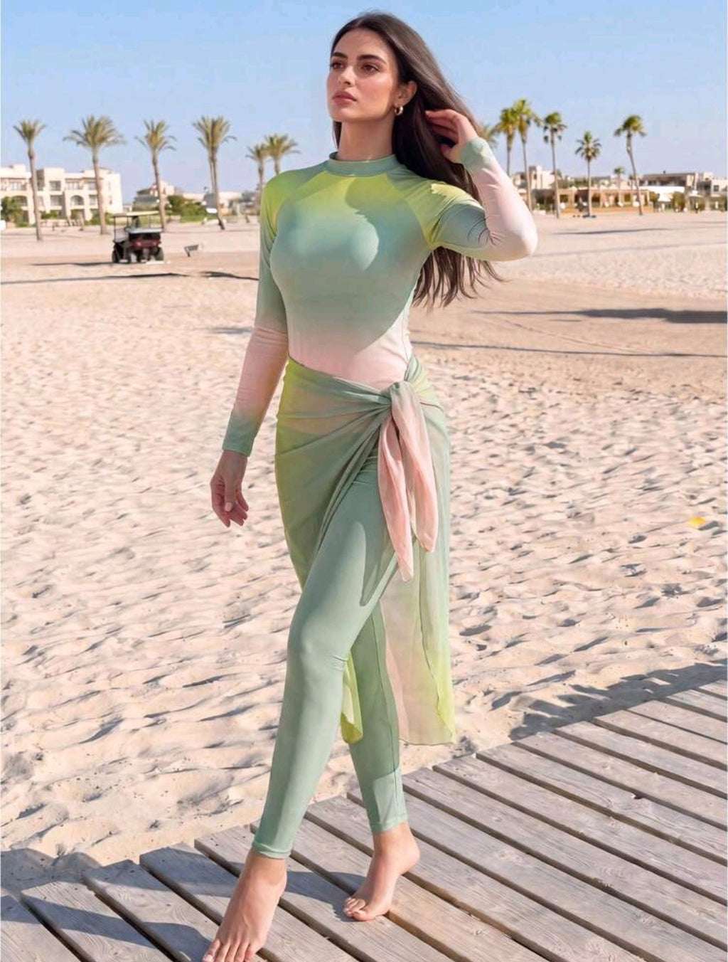 Burkini swimsuit set top/pant&scarf (3pcs)