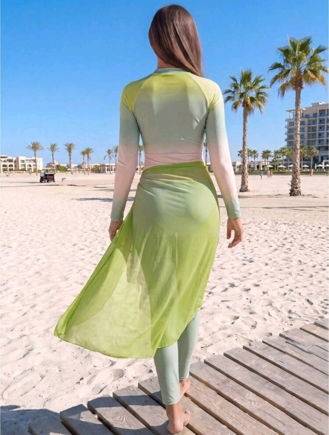 Burkini swimsuit set top/pant&scarf (3pcs)