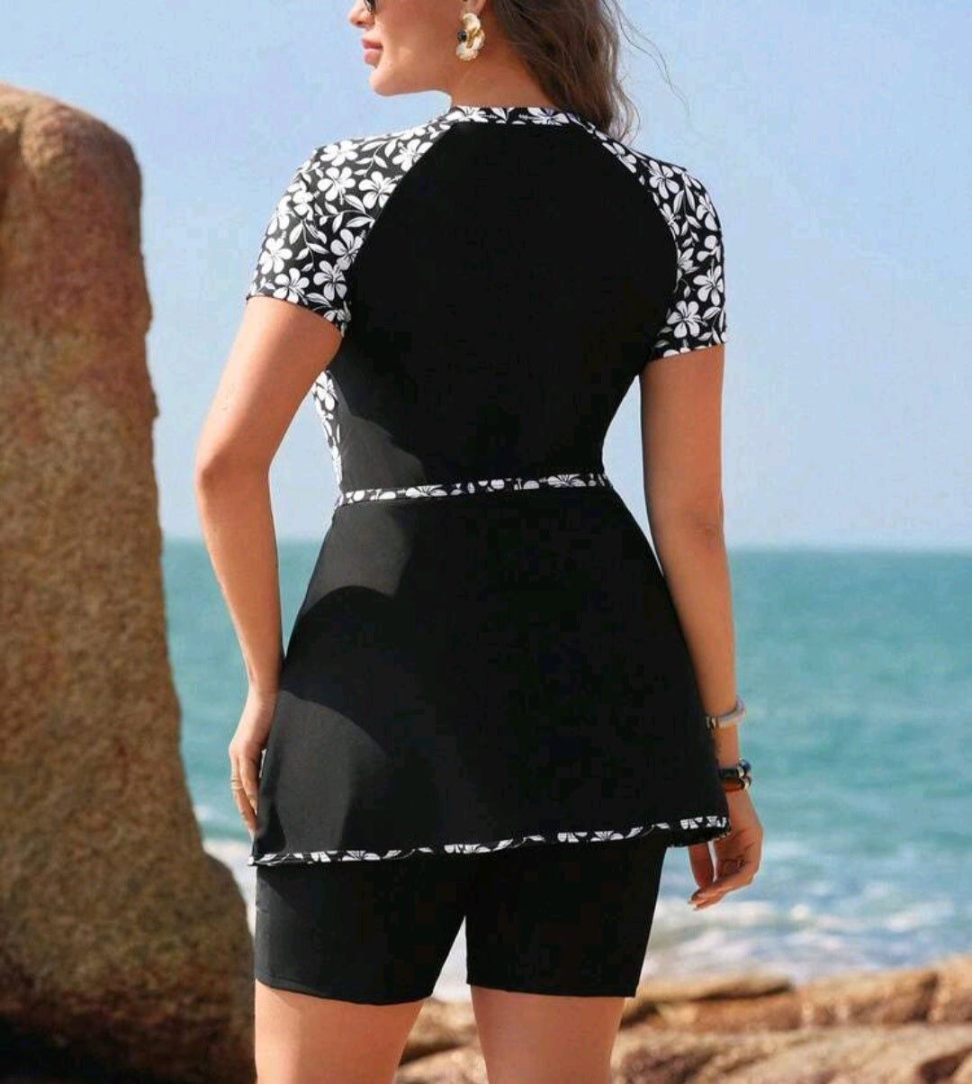 Plus size Tankini jumpsuit/skirt (2pcs)