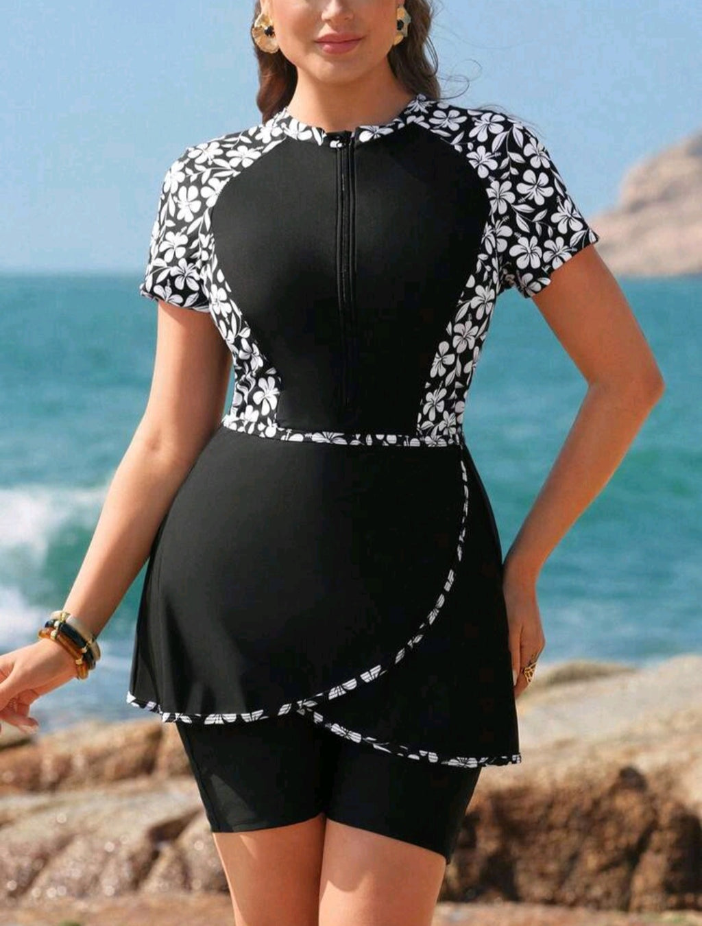 Plus size Tankini jumpsuit/skirt (2pcs)