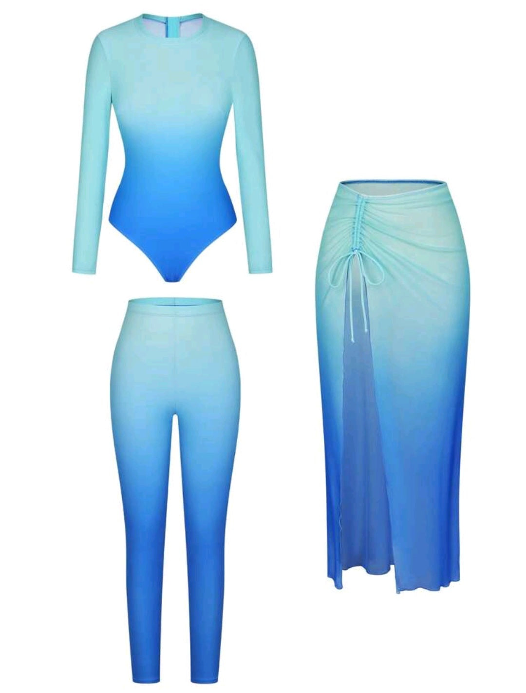 Burkini swimsuit 3pcs top/pants/skirt