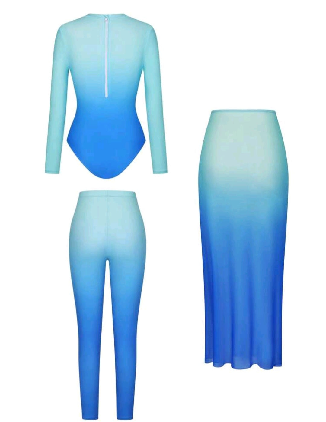 Burkini swimsuit 3pcs top/pants/skirt