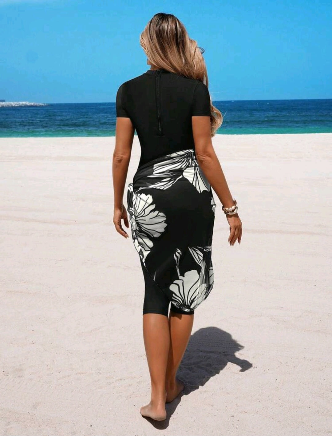 Tankini set Top/short sleeve/scarf