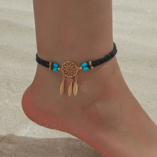 Dreamcatcher Leaf Tassel Anklet